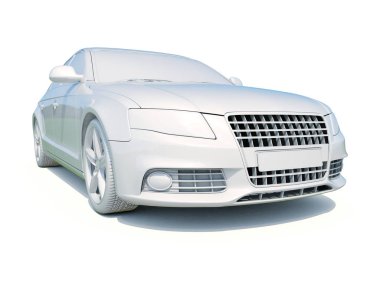 3D araba beyaz boş şablon