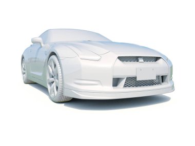 3D araba beyaz boş şablon