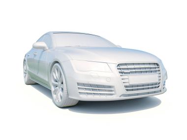 3D araba beyaz boş şablon