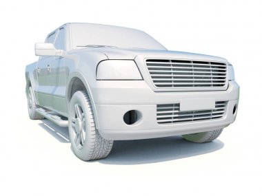 3D araba beyaz boş şablon