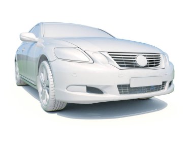 3D araba beyaz boş şablon