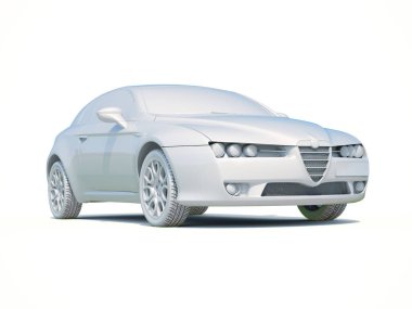 3D araba beyaz boş şablon