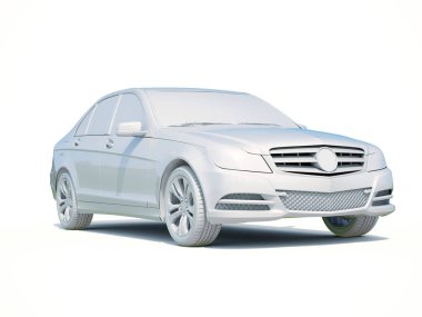 3D araba beyaz boş şablon