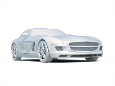 3D araba beyaz boş şablon