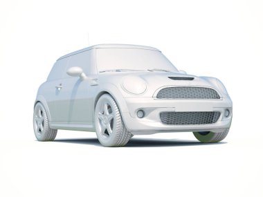 3D araba beyaz boş şablon