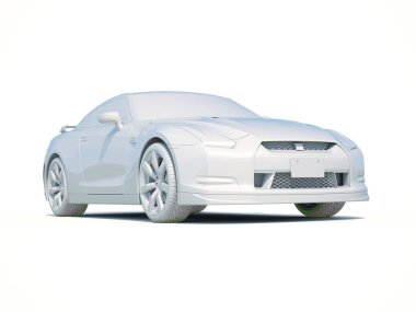 3D araba beyaz boş şablon