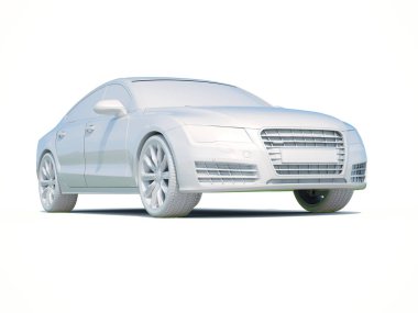 3D araba beyaz boş şablon
