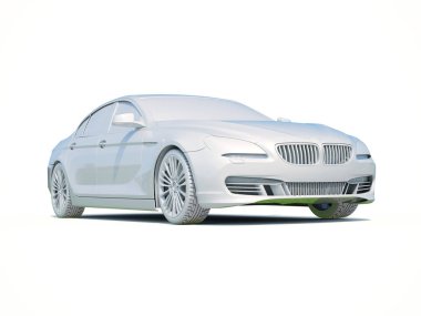 3D araba beyaz boş şablon