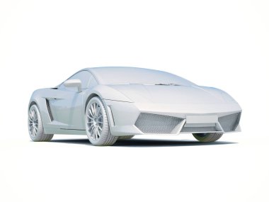 3D araba beyaz boş şablon