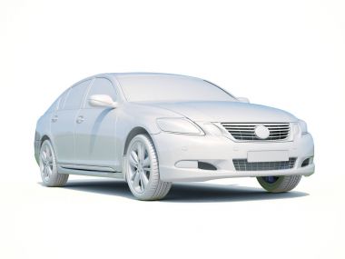 3D araba beyaz boş şablon
