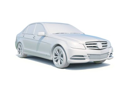 3D araba beyaz boş şablon