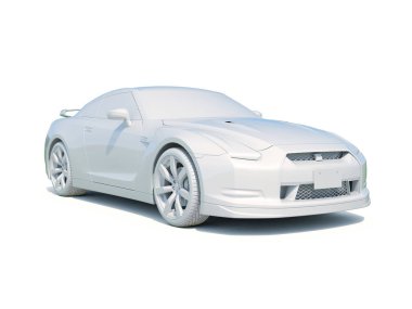 3D araba beyaz boş şablon
