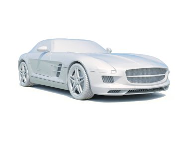 3D araba beyaz boş şablon