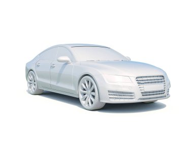 3D araba beyaz boş şablon