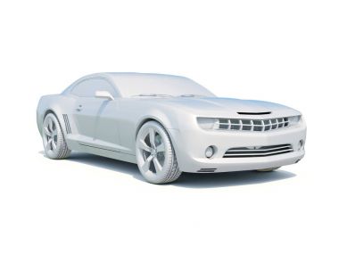 3D araba beyaz boş şablon