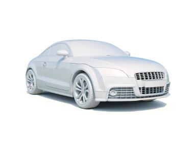 3D araba beyaz boş şablon