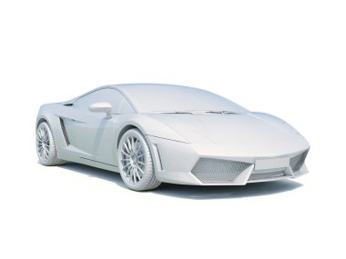 3D araba beyaz boş şablon