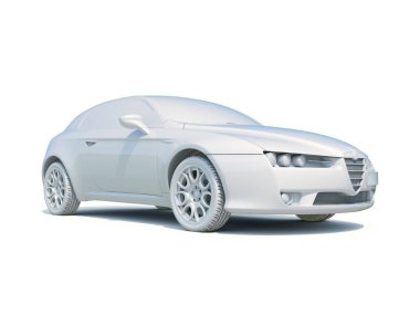 3D araba beyaz boş şablon
