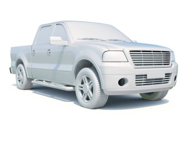 3D araba beyaz boş şablon