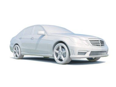3D araba beyaz boş şablon