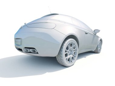 3D araba beyaz boş şablon