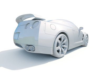 3D araba beyaz boş şablon