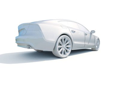 3D araba beyaz boş şablon