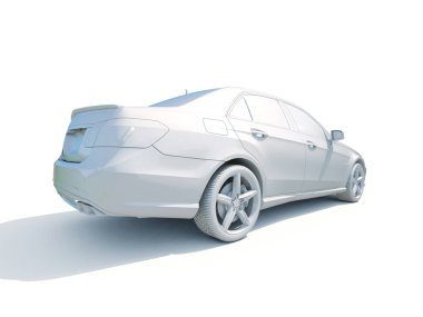 3D araba beyaz boş şablon