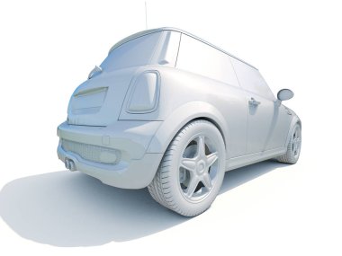 3D araba beyaz boş şablon