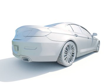 3D araba beyaz boş şablon
