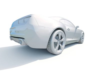 3D araba beyaz boş şablon