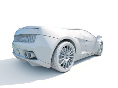 3D araba beyaz boş şablon