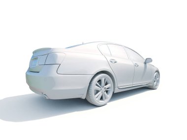 3D araba beyaz boş şablon