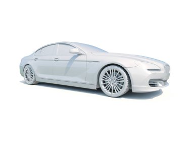 3D araba beyaz boş şablon