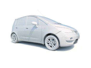 3D araba beyaz boş şablon