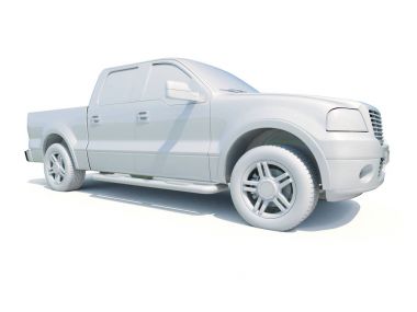 3D araba beyaz boş şablon