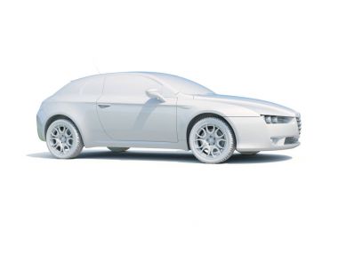 3D araba beyaz boş şablon