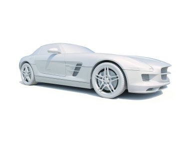 3D araba beyaz boş şablon