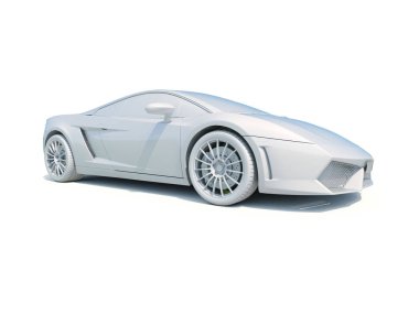 3D araba beyaz boş şablon