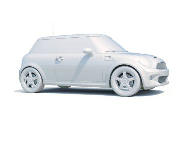 3D araba beyaz boş şablon