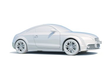 3D araba beyaz boş şablon