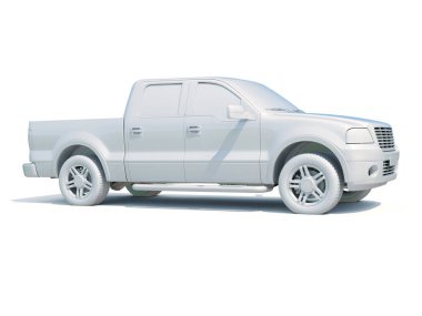 3D araba beyaz boş şablon