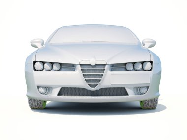 3D araba beyaz boş şablon