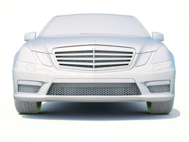 3D araba beyaz boş şablon