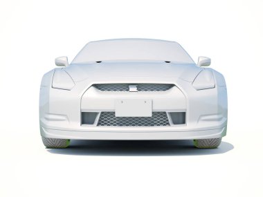 3D araba beyaz boş şablon