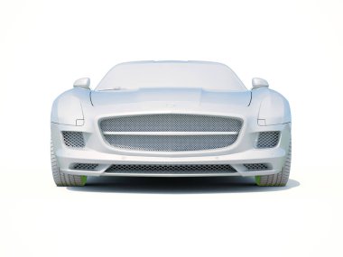 3D araba beyaz boş şablon