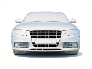 3D araba beyaz boş şablon