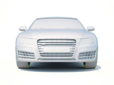 3D araba beyaz boş şablon