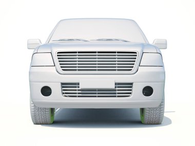 3D araba beyaz boş şablon