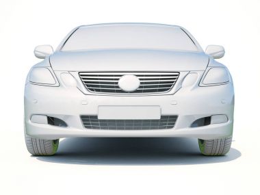 3D araba beyaz boş şablon